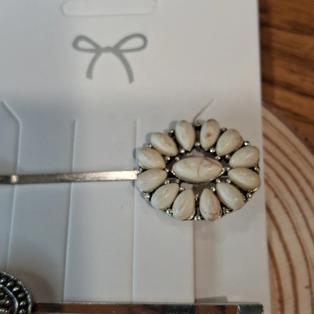Cream & Silver Hair Pin Set - Picture 2 of 5